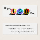 Customizable "Happy 100th Day" Mini Bookmarker (Front & Back)