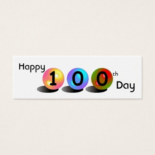Customizable "Happy 100th Day" Mini Bookmarker Business Card Templates