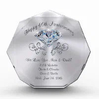 Customizable Happy 60th Anniversary Present Acrylic Award, Zazzle