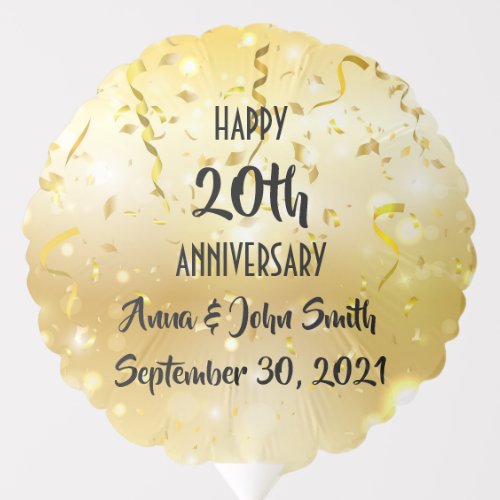 Customizable Happy Anniversary gold confetti Balloon