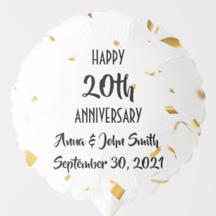 Customizable Happy Anniversary gold confetti Balloon