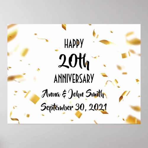 Customizable Happy Anniversary gold confetti Poster