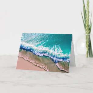 Customizable Happy Anniversary Turquoise Waves Card