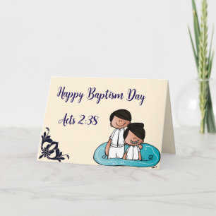 Customizable Happy Baptism Day - Acts 2:38 Letterpress Thank You Card