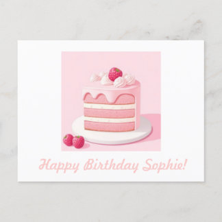 Customizable Happy Birthday Cake Postcard