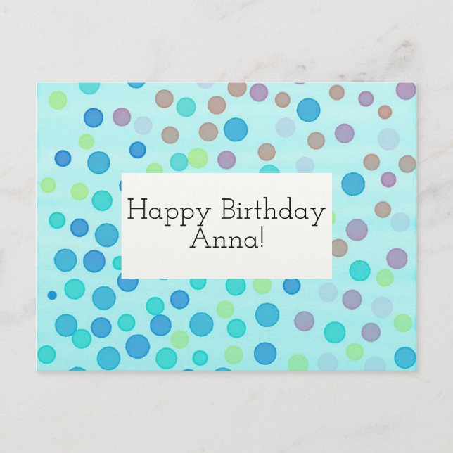 Customizable Happy Birthday Card confetti on blue (Front)