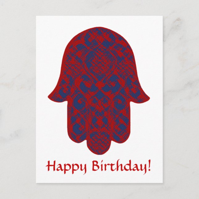 Customizable Happy Birthday Hand of Fatima Postcard (Front)