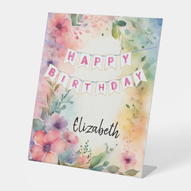 Customizable Happy Birthday Pedestal Sign (Front)