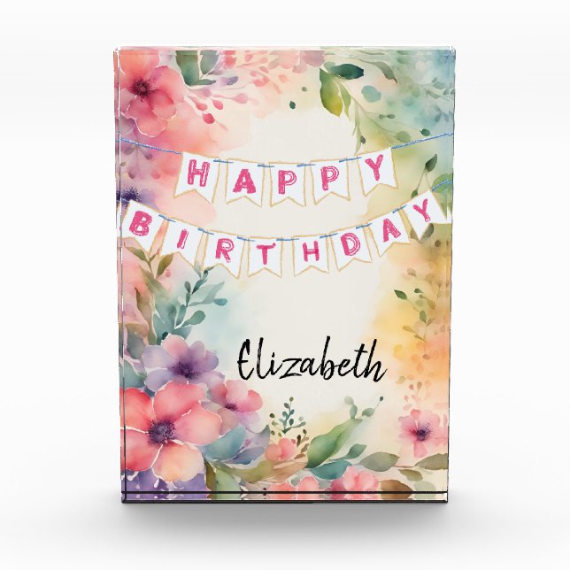 Customizable Happy Birthday Photo Block (Front)