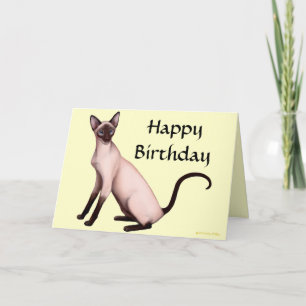 Customizable Happy Birthday Siamese Cat Card