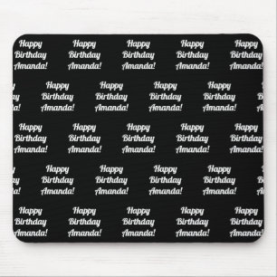 Customizable Happy Birthday Text   Black & White Mouse Pad