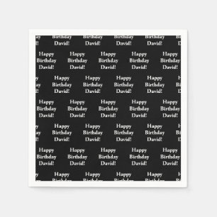 Customizable Happy Birthday Text Black & White Napkins
