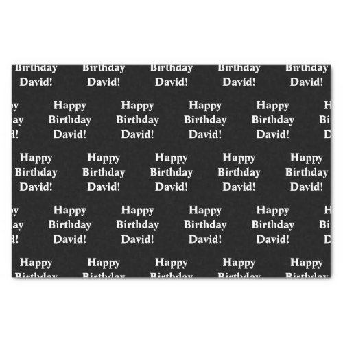 Customizable Happy Birthday Text  Black  White Tissue Paper