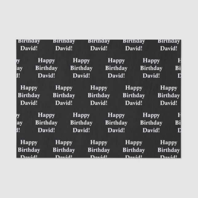 Customizable Happy Birthday Text | Black & White Tissue Paper (Front)