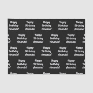 Customizable Happy Birthday Text | Black & White Tissue Paper