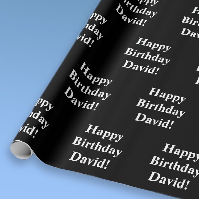 Customizable Happy Birthday Text | Black & White Wrapping Paper (Creator Uploaded)