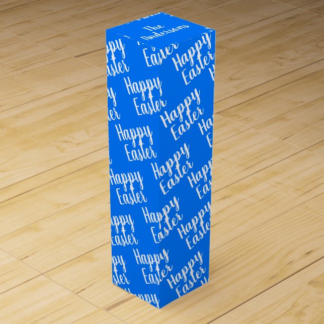 Customizable Happy Easter Blue Wine Box (Front)