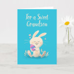 Customizable Happy Easter Card Bunny Holding Egg