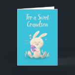 Customizable Happy Easter Card Bunny Holding Egg<br><div class="desc">This cute Easter card features an illustration of a little bunny holding a painted Easter egg. The message on the front of the card as well as the message inside the card is ready for your custom touch so that you can create personalized Easter cards for friends and relatives.</div>