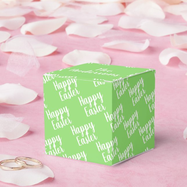 Customizable Happy Easter Green Favor Boxes (Wedding)