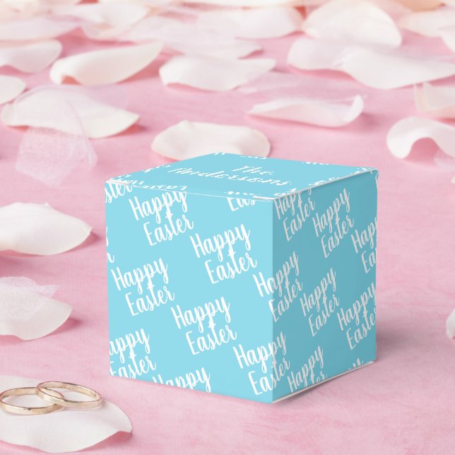 Customizable Happy Easter Light Blue Favor Boxes (Wedding)