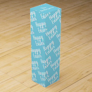 Customizable Happy Easter Light Blue Wine Box