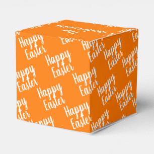 Customizable Happy Easter Orange Favor Boxes