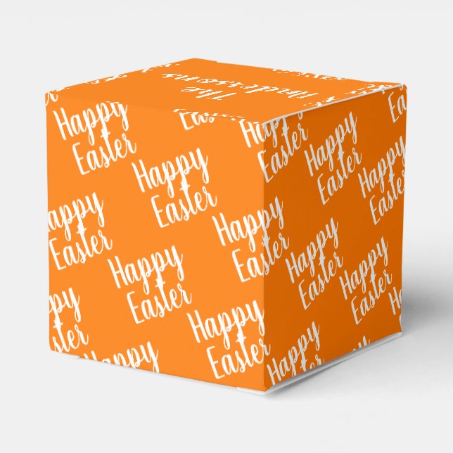 Customizable Happy Easter Orange Favor Boxes (Back Side)
