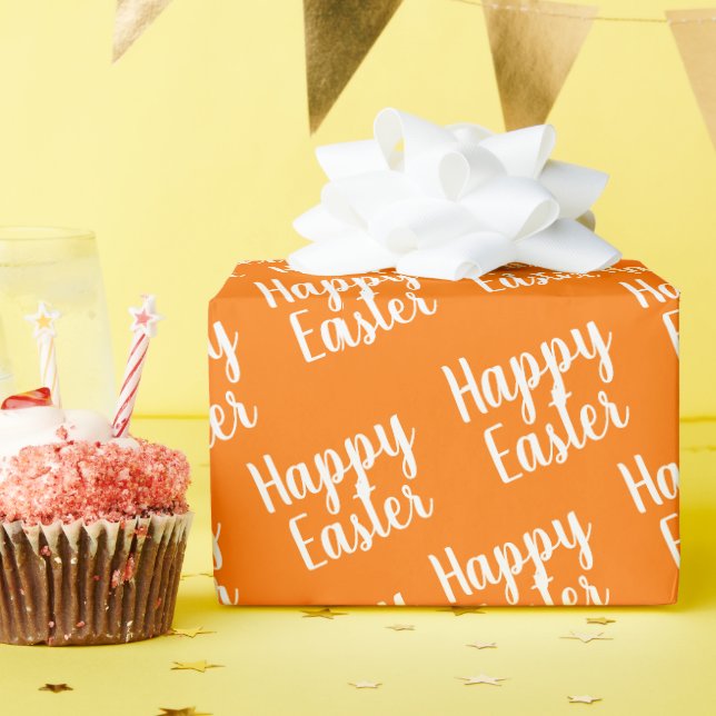Customizable Happy Easter Orange Wrapping Paper (Birthday Party)