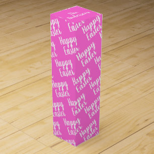 Customizable Happy Easter Pink Wine Box