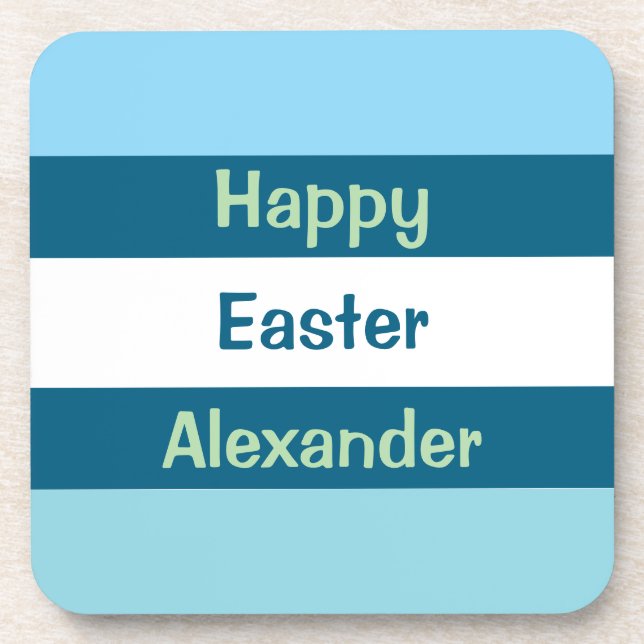 Customizable Happy Easter Text Beverage Coaster (Front)