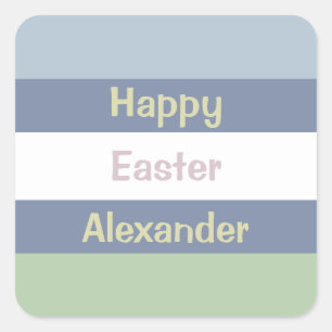 Customizable Happy Easter Text Beverage Coaster Square Sticker