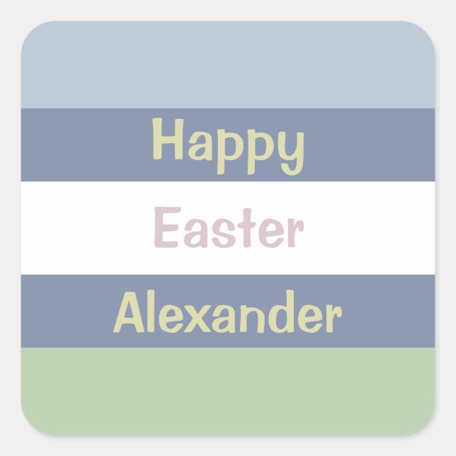 Customizable Happy Easter Text Beverage Coaster Square Sticker (Front)