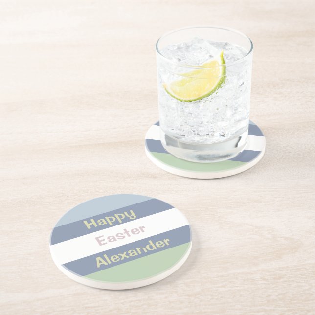 Customizable Happy Easter Text Coaster (Side)