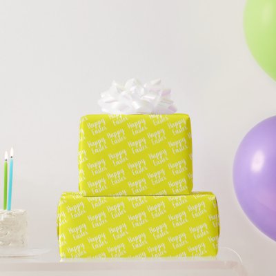 Customizable Happy Easter Yellow Wrapping Paper