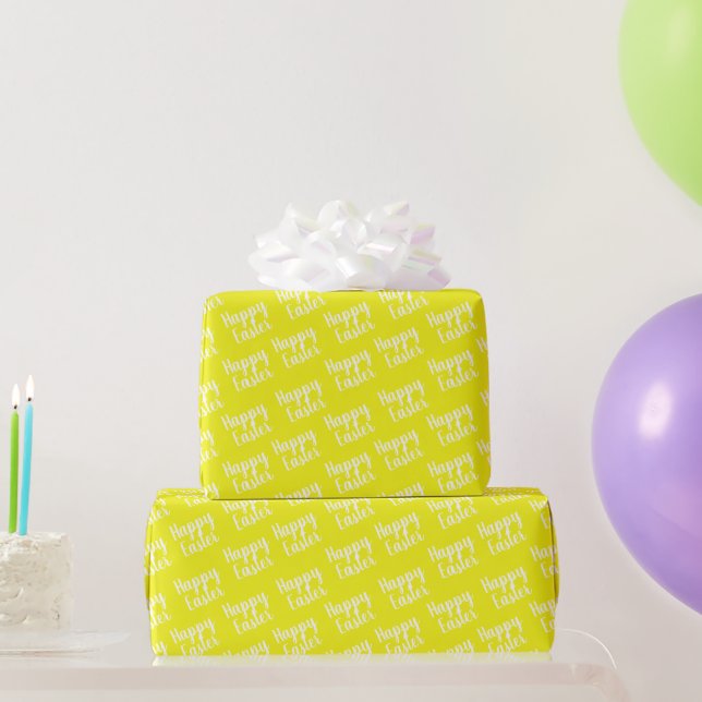 Customizable Happy Easter Yellow Wrapping Paper (Party Gifts)