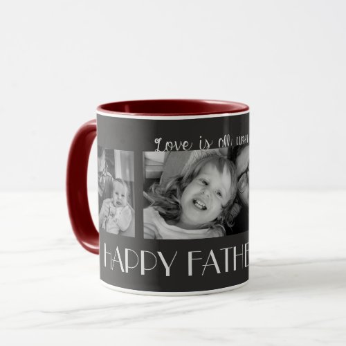 Customizable Happy Fathers Day Grey Maroon Photo Mug