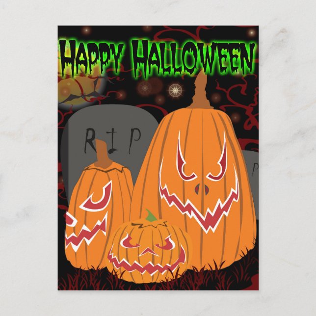 Customizable Happy Halloween Pumpkin Postcard (Front)
