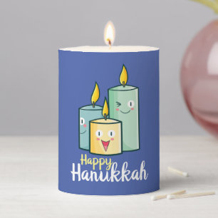 Customizable Happy Hanukkah Pillar Candle