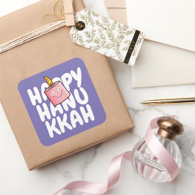 Customizable Happy Hanukkah Square Sticker (Gifting)