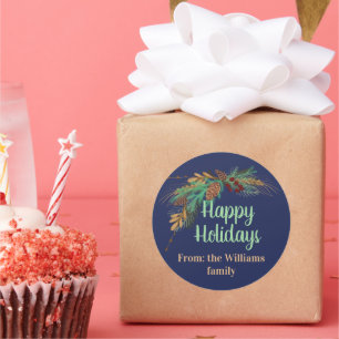 Customizable Happy Holidays from:…Sticker  Classic Round Sticker