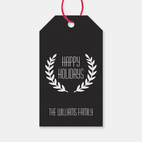 Customizable Happy Holidays Rustic Gift Tags