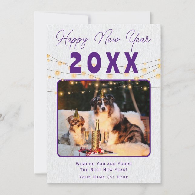Customizable Happy New Year Celebration Design Holiday Card (Front)