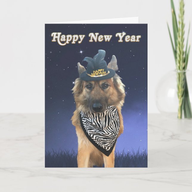 Customizable Happy New Year Dog Card (Front)