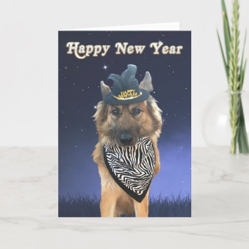 Customizable Happy New Year Dog Card