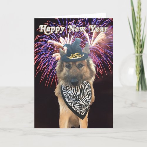 Customizable Happy New Year Dog Card