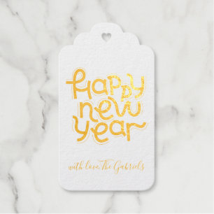 Customizable Happy New Year Foil Favor Tags