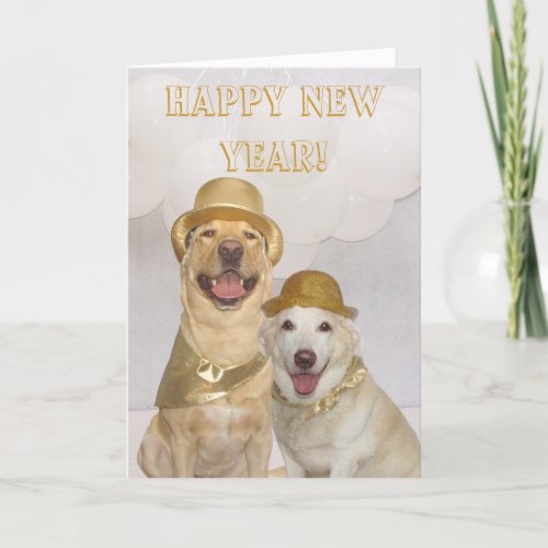 Customizable Happy New Year LabDogs Holiday Card