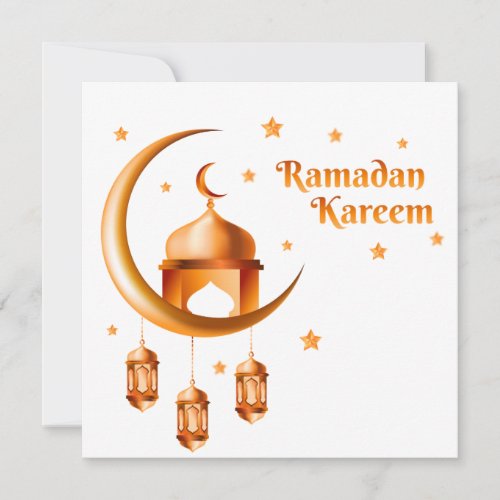 Customizable Happy Ramzan Mubarak Crescent Gold  Holiday Card