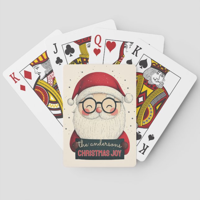 Customizable Happy Santa Poker Cards (Back)